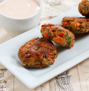 Black-Eyed Pea Fritters With Honey-Sriracha Dipping Sauce - Baked In